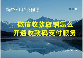 微信收款店铺怎么开通收款码支付服务