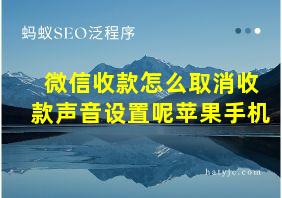 微信收款怎么取消收款声音设置呢苹果手机