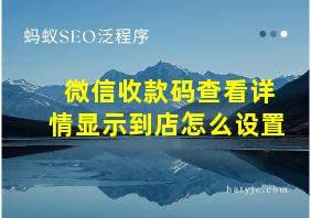 微信收款码查看详情显示到店怎么设置