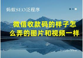 微信收款码的样子怎么弄的图片和视频一样