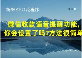 微信收款语音提醒功能,你会设置了吗?方法很简单