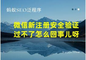 微信新注册安全验证过不了怎么回事儿呀