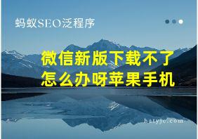 微信新版下载不了怎么办呀苹果手机