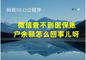 微信查不到医保账户余额怎么回事儿呀