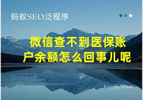 微信查不到医保账户余额怎么回事儿呢