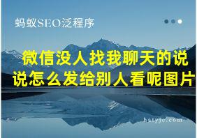 微信没人找我聊天的说说怎么发给别人看呢图片