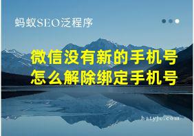 微信没有新的手机号怎么解除绑定手机号