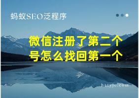 微信注册了第二个号怎么找回第一个