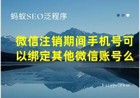 微信注销期间手机号可以绑定其他微信账号么