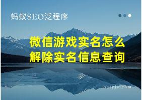 微信游戏实名怎么解除实名信息查询