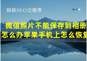 微信照片不能保存到相册怎么办苹果手机上怎么恢复