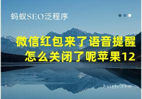 微信红包来了语音提醒怎么关闭了呢苹果12