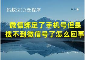 微信绑定了手机号但是搜不到微信号了怎么回事