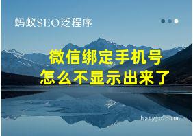 微信绑定手机号怎么不显示出来了