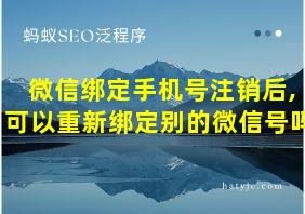 微信绑定手机号注销后,可以重新绑定别的微信号吗