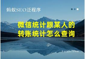 微信统计跟某人的转账统计怎么查询