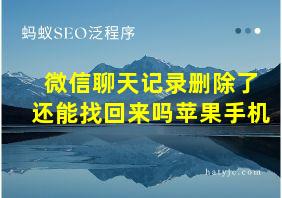 微信聊天记录删除了还能找回来吗苹果手机