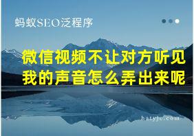 微信视频不让对方听见我的声音怎么弄出来呢