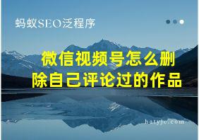 微信视频号怎么删除自己评论过的作品