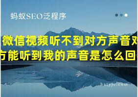 微信视频听不到对方声音对方能听到我的声音是怎么回事