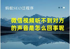 微信视频听不到对方的声音是怎么回事呢