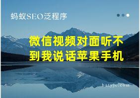 微信视频对面听不到我说话苹果手机