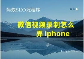 微信视频录制怎么弄 iphone