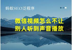 微信视频怎么不让别人听到声音播放