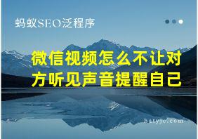 微信视频怎么不让对方听见声音提醒自己