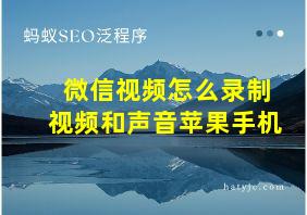 微信视频怎么录制视频和声音苹果手机