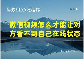 微信视频怎么才能让对方看不到自己在线状态