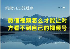 微信视频怎么才能让对方看不到自己的视频号