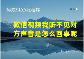 微信视频我听不见对方声音是怎么回事呢