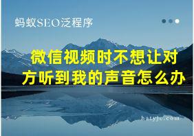 微信视频时不想让对方听到我的声音怎么办