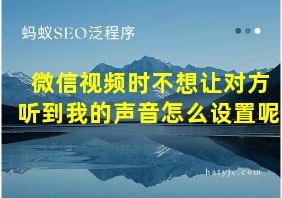 微信视频时不想让对方听到我的声音怎么设置呢