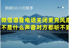 微信语音电话关闭麦克风是不是什么声音对方都听不到