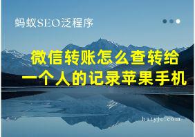 微信转账怎么查转给一个人的记录苹果手机