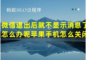 微信退出后就不显示消息了怎么办呢苹果手机怎么关闭