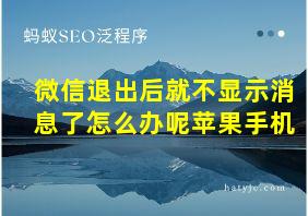 微信退出后就不显示消息了怎么办呢苹果手机