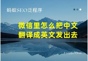 微信里怎么把中文翻译成英文发出去