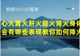 心火胃火肝火肺火肾火身体会有哪些表现教你如何降火