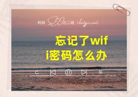 忘记了wifi密码怎么办