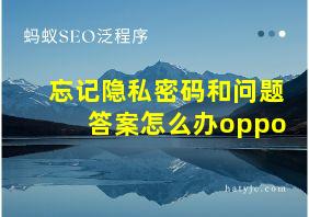 忘记隐私密码和问题答案怎么办oppo