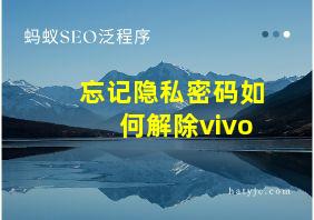 忘记隐私密码如何解除vivo