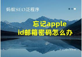 忘记apple id邮箱密码怎么办