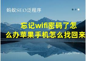 忘记wifi密码了怎么办苹果手机怎么找回来