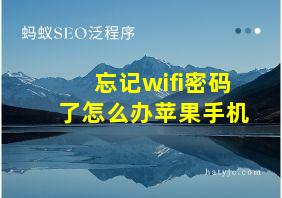 忘记wifi密码了怎么办苹果手机