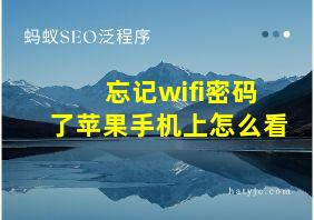 忘记wifi密码了苹果手机上怎么看