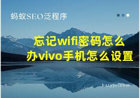 忘记wifi密码怎么办vivo手机怎么设置