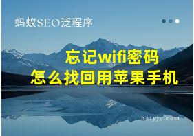 忘记wifi密码怎么找回用苹果手机